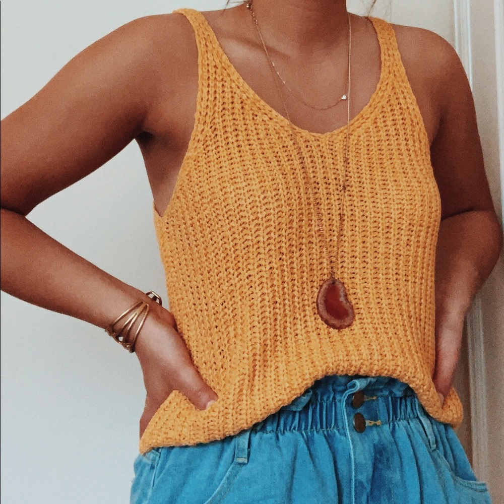 mustard yellow knit tank